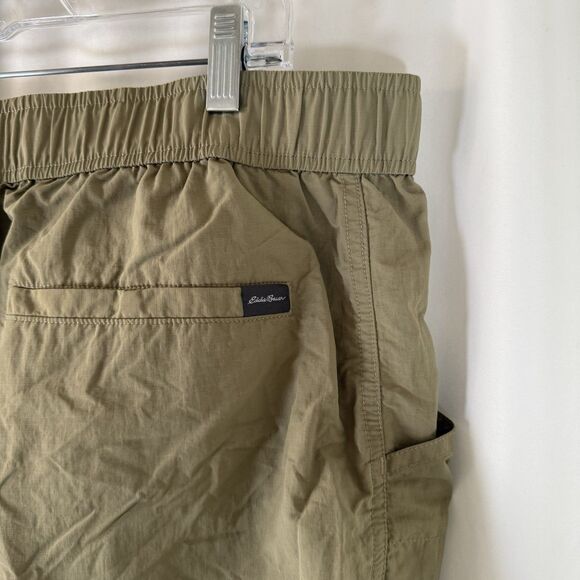 Eddie Bauer Cargo Shorts Men's Large Brown Cargo Belted Snap Zip 8" Inseam - Picture 9 of 9